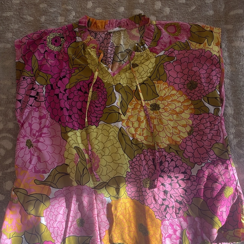 Floral Pink and Yellow Blouse